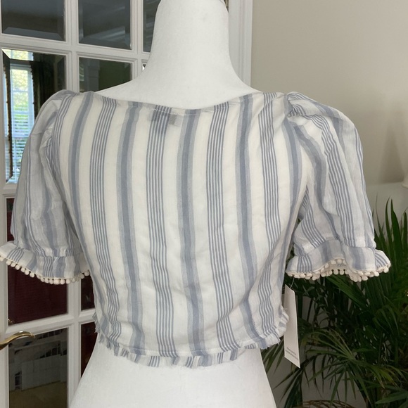 Blue and White Stripe Crop Top NWT - Picture 3 of 3